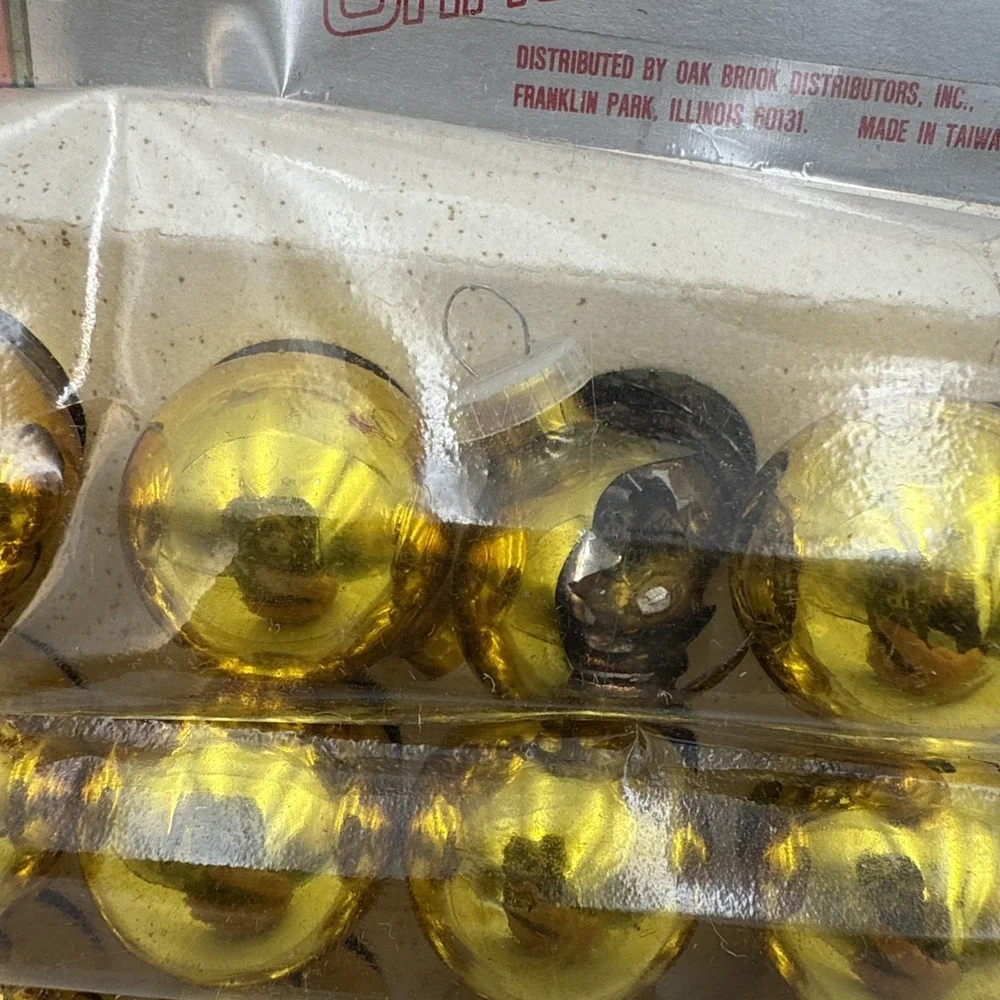 Vintage Miniature Glass Ball Ornaments -‎ 11ct - Sealed, One Broken Taiwan